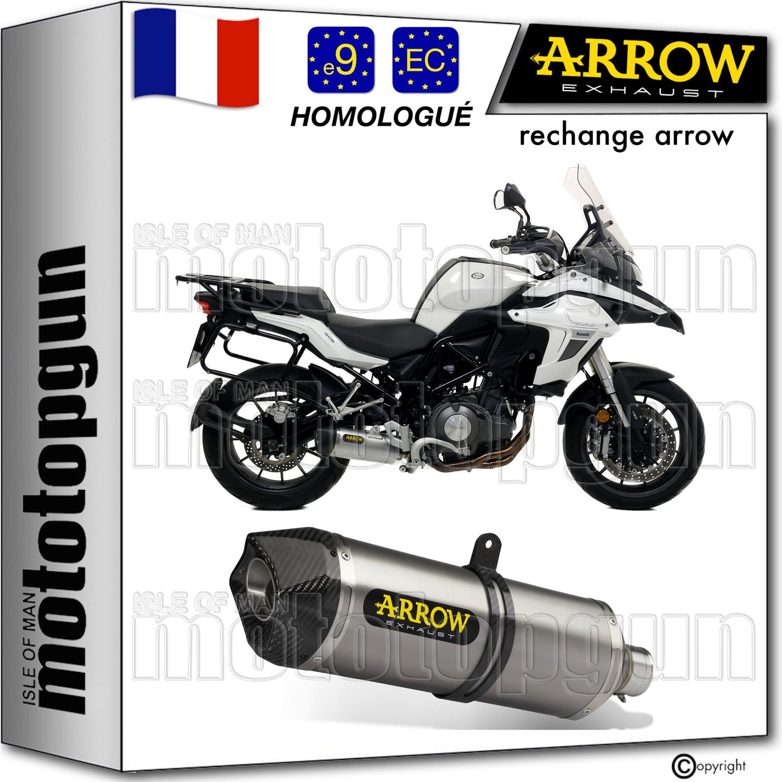 Silencieux echappement Arrow carbone Benelli TRK 502 19-20