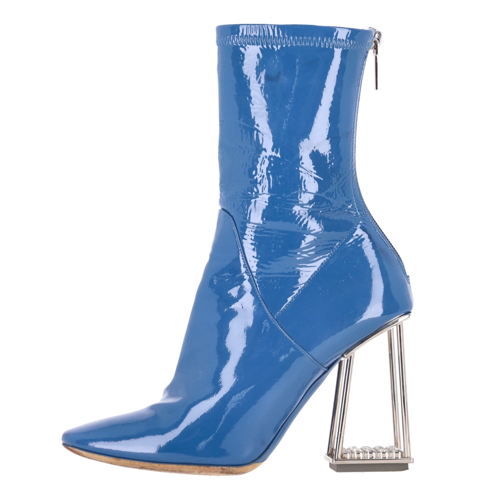 Bottes Dior en cuir verni avec talons détaillés en cristal perspex