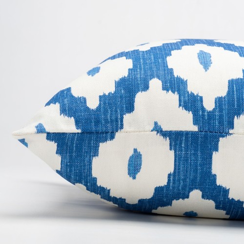 Sorrento Ikat Cushion. Modern Marine Blue Geometric Design. 17x17" Cover - Picture 3 of 3