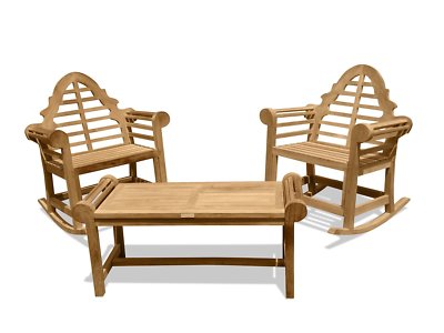 Windsor's Genuine Grade A Teak Lutyens 3 pc Set, Coffee Table & 2 Rockers 