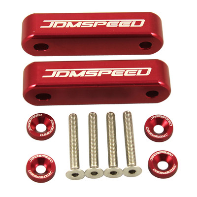 JDMSPEED RED CNC BILLET 3/4'' HOOD VENT SPACER RISER KIT + BOLTS + WASHERS