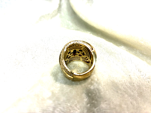 JUDITH RIPKA 14K GOLD-CLAD SS BOLD BAND DIAMONIQUE CZ RING, SIZE 4.5 (M4766-52) - Picture 9 of 12