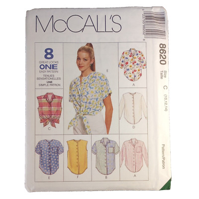 McCall's 8620 Pattern Misses Shirts Tops Short Long Sleeve Variations C 10-14 UC