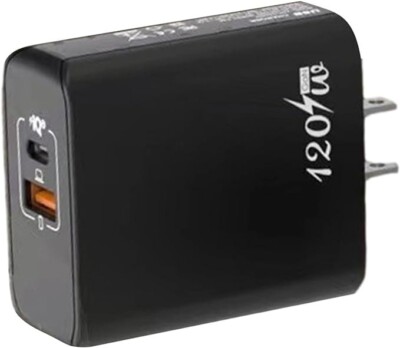 Universal 120W GaN Dual Port Fast Charger + 100W USB Type-C Cable C-to-C [BLACK]