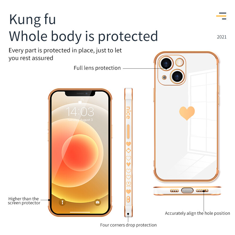 Cute Heart Shockproof Soft Phone Case for iPhone 16 Pro Max 15 14 13 12 11