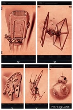 Topps Star Wars Digital Card Trader 5 Card Red TFA Graphite Insert Set