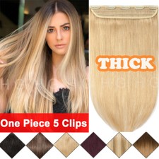 100 Real Remy One Piece Clip In Human Hair Extensions 18" 20" 3/4 Full Head US