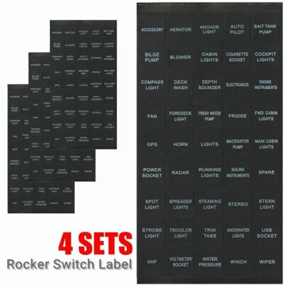 4 Set 45pcs Rocker Switch Label Circuit Panel Sticker Car Boat Marine ...