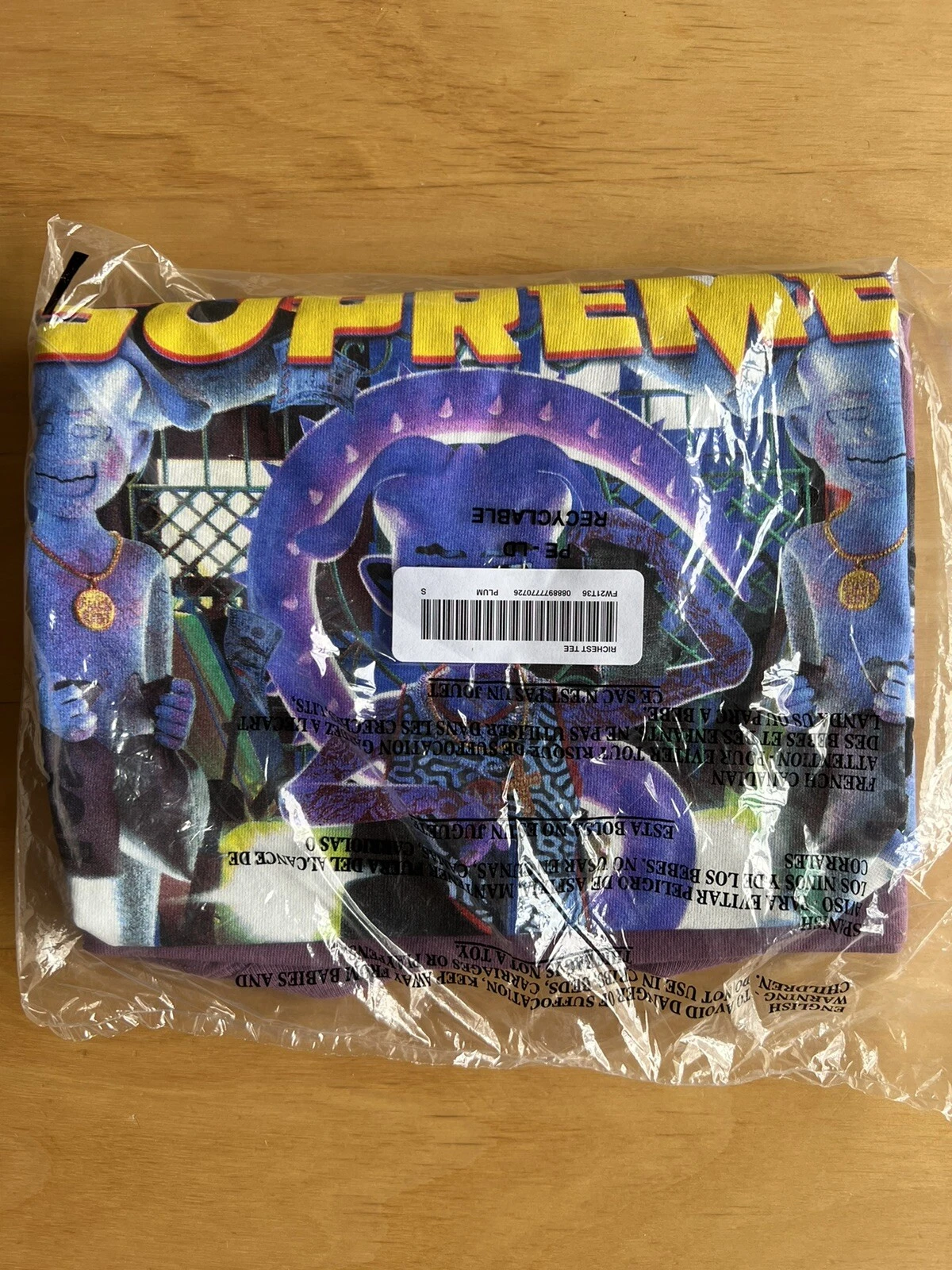 Supreme Richest Tee Prum Small FW21 100 % authentique
