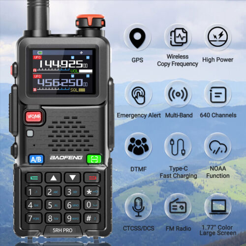 Baofeng UV-5RH PRO GPS Walkie Talkie Multi Band Rechargeable Two Way Radio kit - Picture 3 of 12