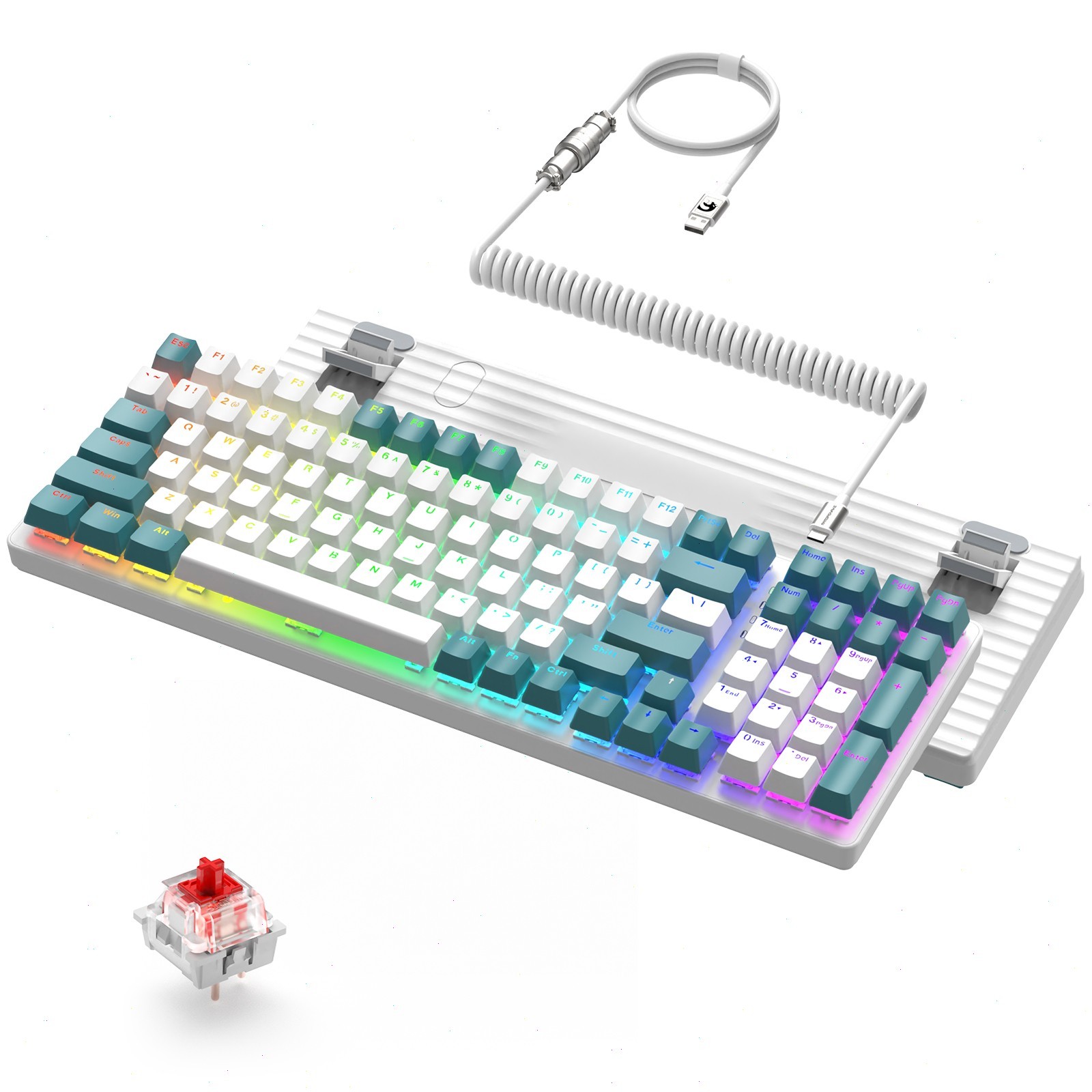 Wired Mechanical Gaming Keyboard RGB Backlit 98 Keys with Mu