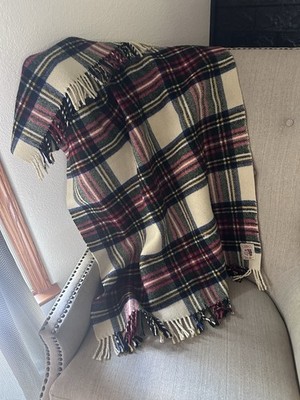 Vintage Curvon Wool Lap Blanket Throw Tartan Plaid Fringe Marshall Field & Co