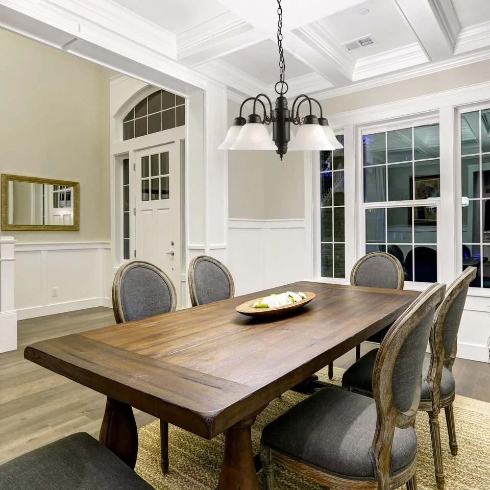 514455 Millbridge Lámpara de araña tradicional regulable de 5 luces para interiores con alabasto... Foto 4 de 4