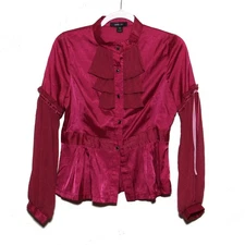 Anna Sui Silk Jabot Front Blouse Size 46 