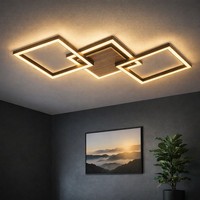 Deckenleuchte Deckenlampe Schlafzimmerlampe Holzoptik Led Flurlampe Schwarz 63Cm