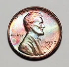 TONED 1957 D LINCOLN WHEAT PENNY UNC #P3679
