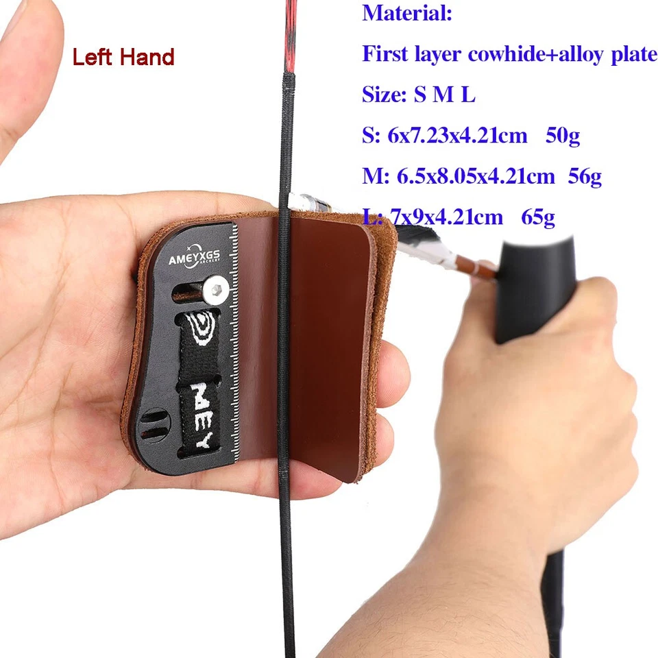 Barebow Tab Finger Guard Cowhide Protector Gear Archery Target Bow Hunting RH LH - Image 4 of 4