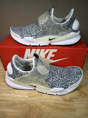 Nike Sock Dart QS Running Shoes Men's 10 Safari White/Black Sneakers 942198-100