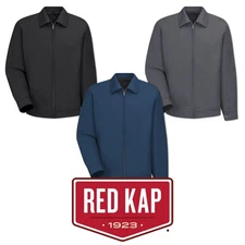 Red Kap Work Jacket Mechanic Auto Technician Slash Pocket Industrial Uniform J22