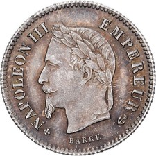 [#639836] France, Napoleon III, 20 Centimes, 1867, Strasbourg, Silver, AU