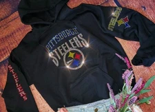 Pittsburgh Steelers Bling Unisex Hoodie Zip Up or Crewneck Sweatshirt S thru 3x