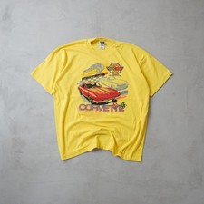 Vintage Corvette T-Shirt Mens XL Yellow C2 ZR1 Graphic USA Made