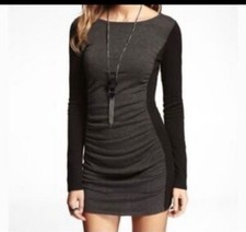 Express Womens Dress Gray & Black Stretch Long Sleeve Size Small