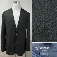 CREMIEUX Men's Large Gray Stretch Jersey Unstructured Sport Coat Blazer Jacket