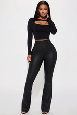 Fashion Nova Black Flare Fancy Pants Size M BRAND NEW