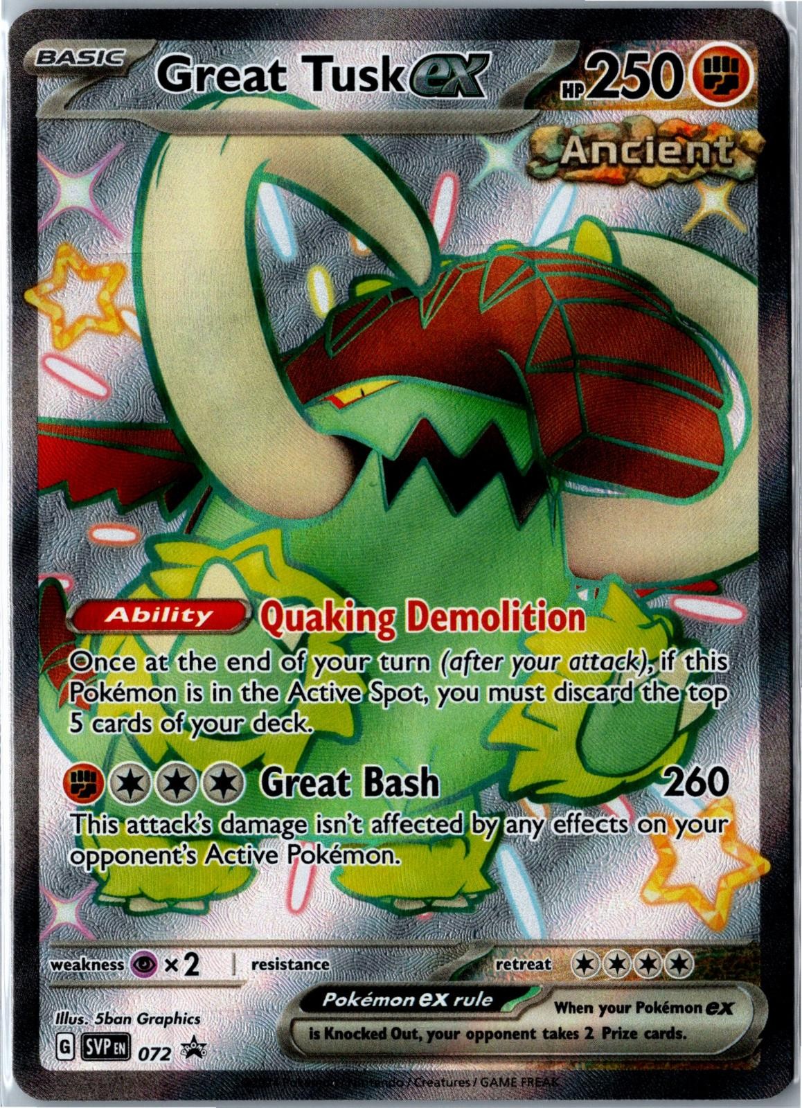 Pokemon Card - Great Tusk ex 072 Scarlet & Violet Promo Promo Holo Near Mint
