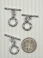 3 Each Sterling Silver Rope Toggle Clasp Jewelry Findings 11mm - 20mm - SS119