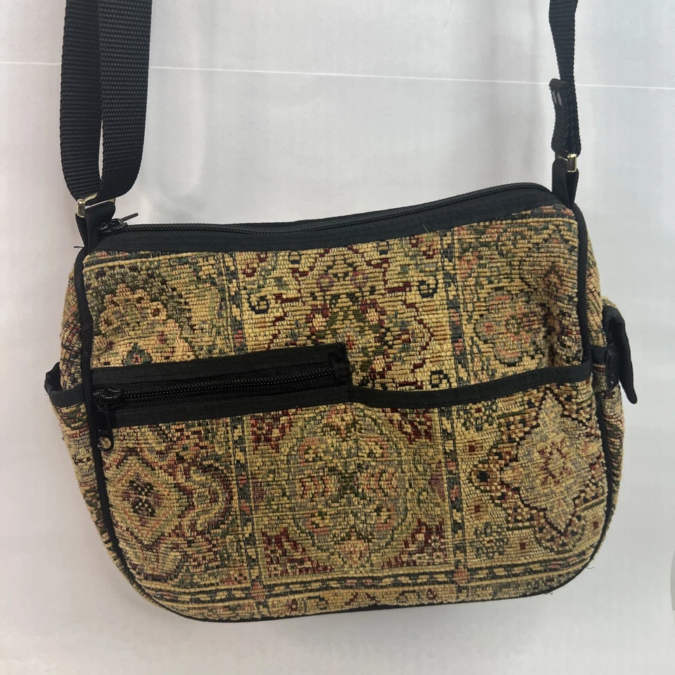 Vintage Danny K Beverly Hills Boho Tapestry Crossbody Handbag Brown - Image 2 of 4