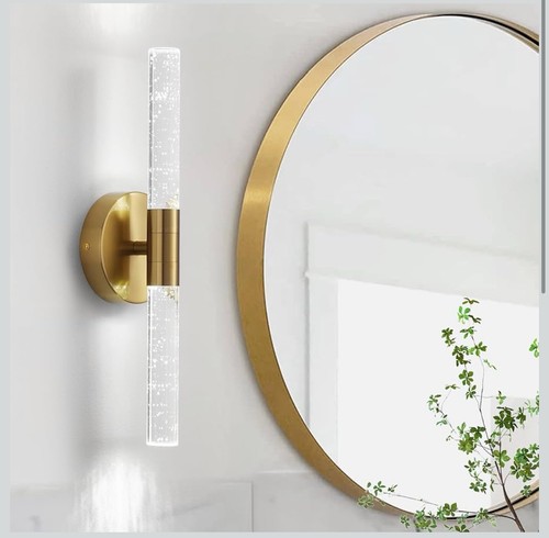 Wall Sconce Set of Two LED Sconces Wall Lighting Gold Battery Operated Remote - Picture 2 of 8