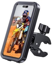 Waterproof Motorcycle Phone Mount, Bike Phone Holder, No Block Camera Black