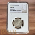1917 Standing Liberty Type 2 Quarter NGC AU55