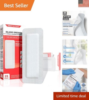 Medical Grade Island Dressing - Sterile, Soft, and Highly Absorbent 4x10 Pad