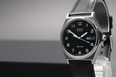 Vintage 1983 N MINT Seiko Chronos 8123-6120 Black Dial Quartz Mens