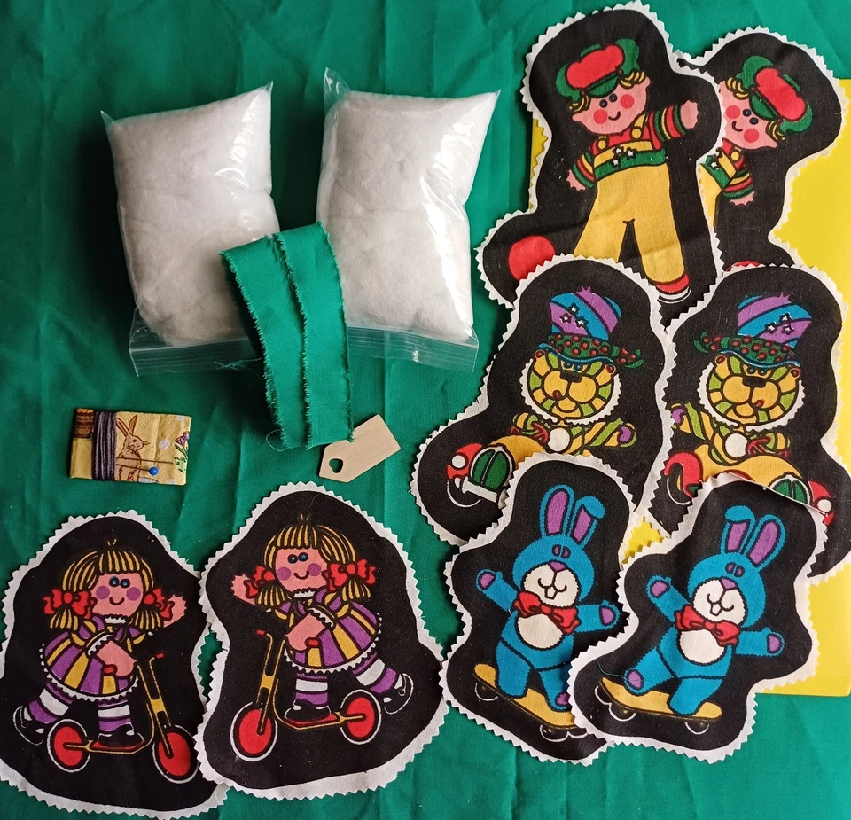 CUTE CUT-OUT DOLL VINTAGE DIY SEWING SET, X4 Retro Colourful 🎪 🦁 🐇 👧 👦  - Image 2 of 4