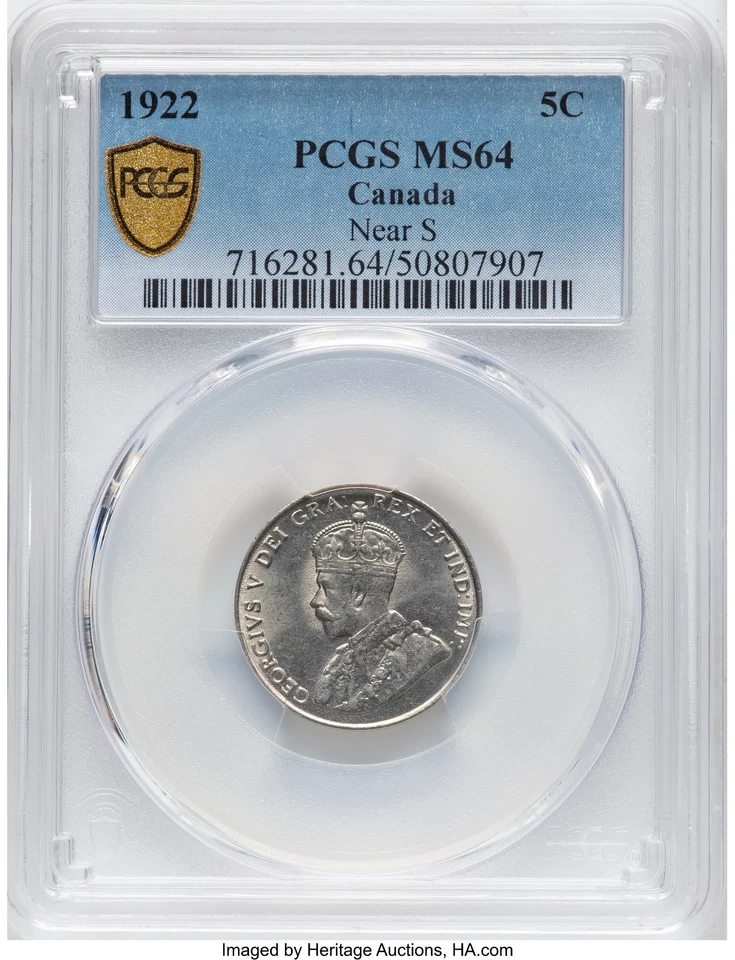 Canada, 1922 George V Five Cents, 5 Cents. PCGS MS 64 Near S. 4,794,119 Mintage - Image 2 of 4