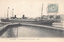SS LA SAVOIE IN HARBOR, C. G. T. SHIP LINE ~ used 1908