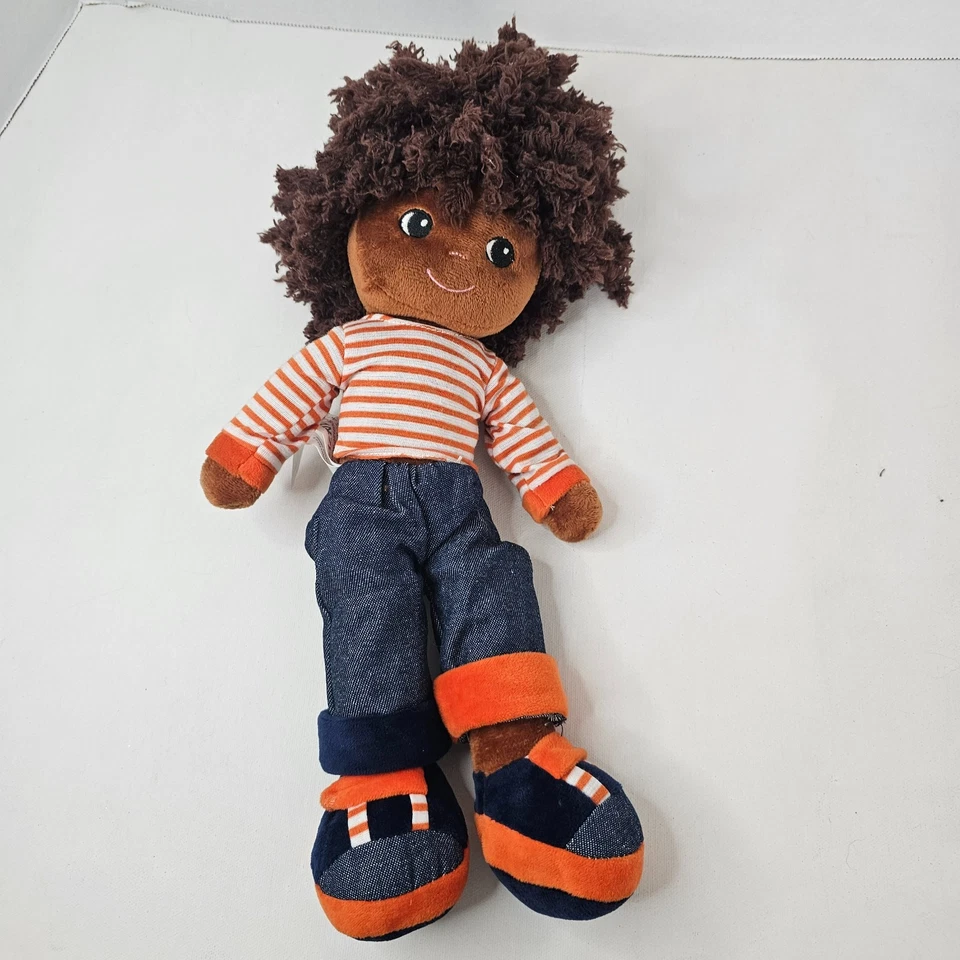 Girlz N Dollz Avery Boy Doll Plush Navy Orange Outfit Shirt African American Toy - Image 4 of 4