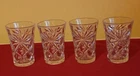ANCHOR HOCKING OATMEAL EAPG PRESCUT WATER GLASSES CLEAR VINTAGE SET 4 EUC