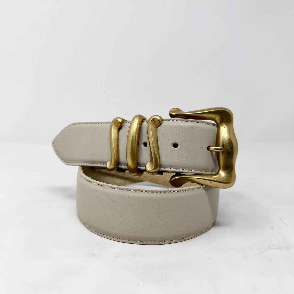 Brighton Classics Croc Embossed Belt Cream Silver Gold Heart Buckle USA ML 32 Brighton Women main image 4