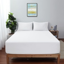 King Size Fitted Sheet Only White, 100 Egyptian Cotton 600 Thread Count, 16"...