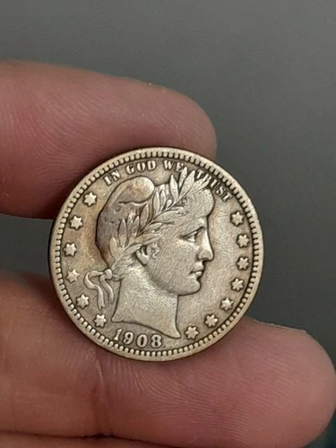 1908- P Barber Quarter Fine