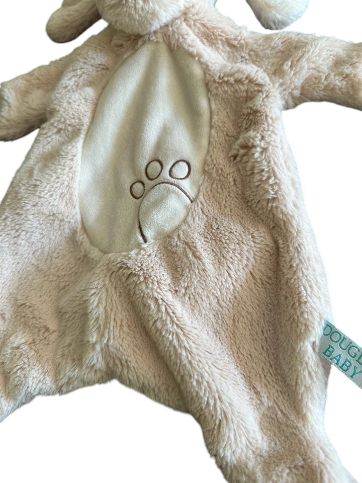"Manta plana Douglas Baby Dog Lovey Tan Shlumpie felpa satinada con estampado de pata 16""" Foto 2 de 4