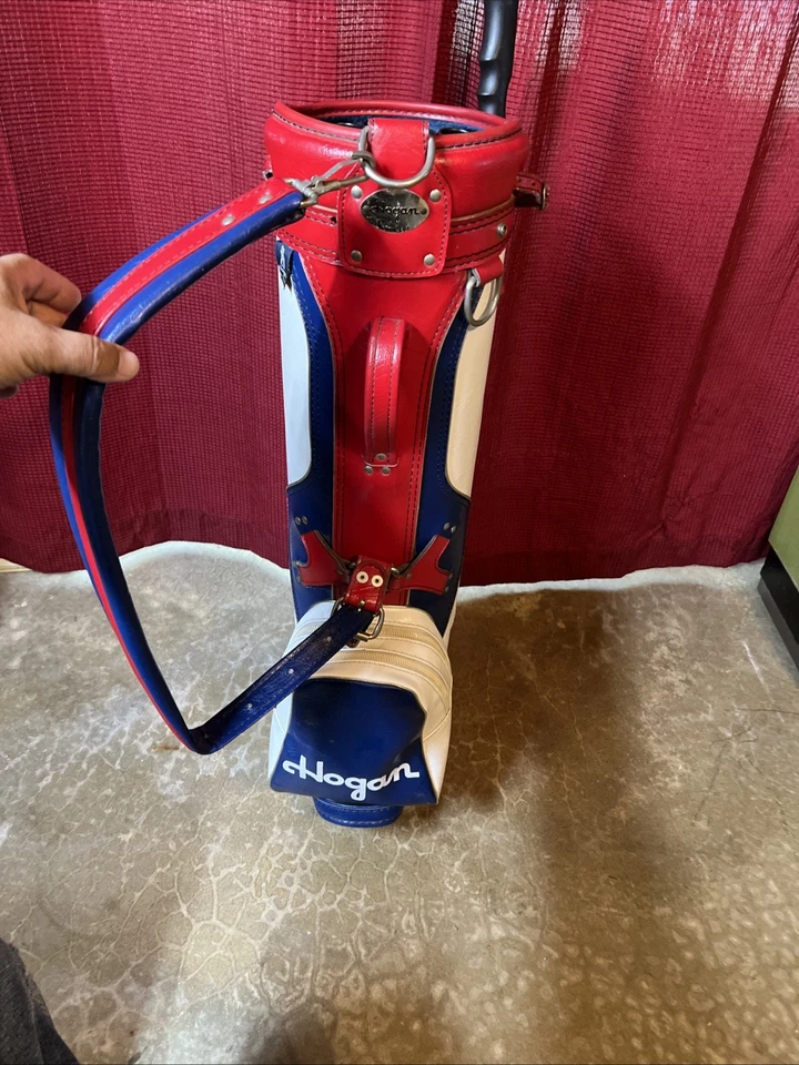 Hogan Vintage Golf Bag Red White Blue with matching umbrella - Image 3 of 4