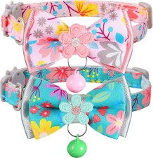 Cat Collar Breakaway Floral Kitten Collar W/ Bell Cute Cat Collar W/ Bow Girl