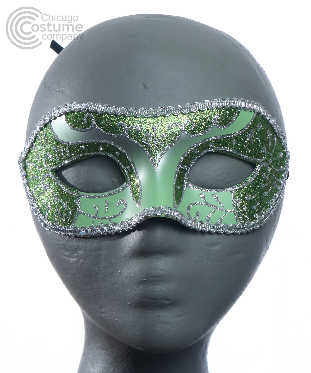 Eyemask Plastic White Silver Glitter Eyemask Plastic White Silver Glitter