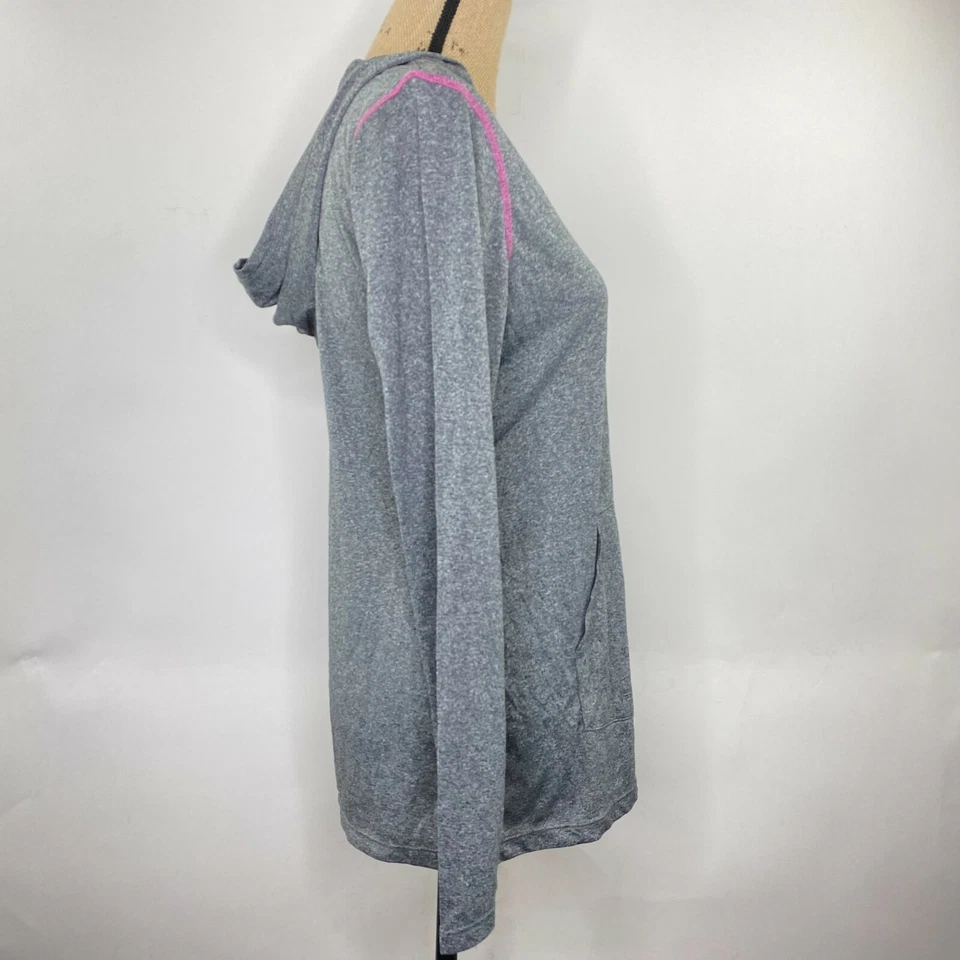 Sport Essentials Para Mujer Talla M Carbón Rosa Neón Manga Larga Sudadera con Capucha Bolsillo NUEVO Foto 3 de 4